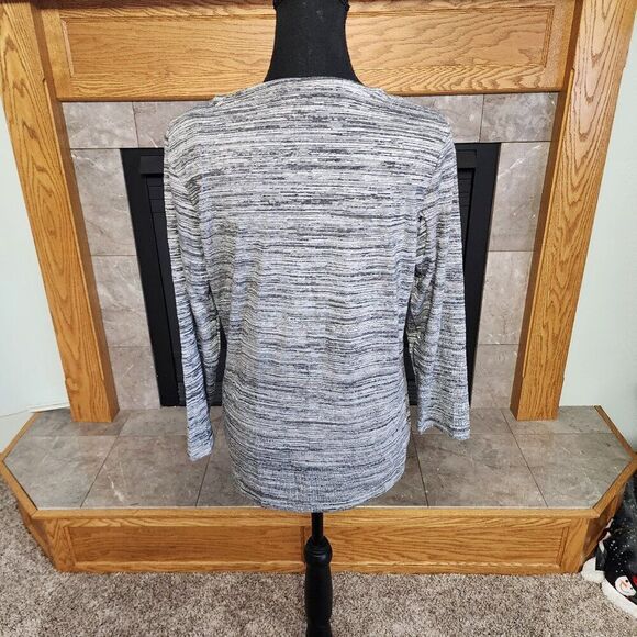 Bench Gray Marled V Neck Long Sleeve Embroided Logo Oversized NWT - Picture 4 of 6